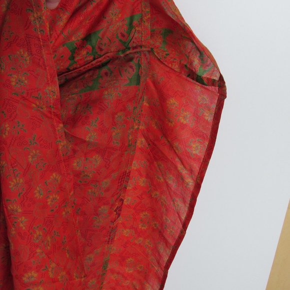 Audrey Acosta Designs Ocean Maxi Halter Dress Upcycled Orange Silk Saris One Sz - Picture 10 of 12